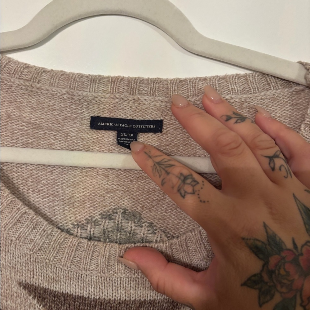 American Eagle | Women's Beige Patterned Sweater | Size XS - Picture 4 of 8